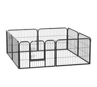 Recinto per Cani a 8 Pezzi Modulabili per Interno ed Esterno 80x60 cm in Acciaio Nero
