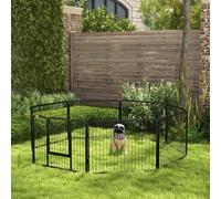 Recinto per Cani a 8 Pezzi Modulabili per Interno ed Esterno, Facile da Riporre, in Acciaio, 80x60 cm, Nero