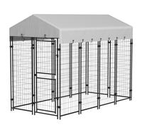 Recinto per Cani da Esterno con Tetto 239x121x183 cm in Metallo Argento