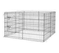 Recinto per Cani e Cuccioli Box per Animali da 8 Pezzi 76 x 61 cm in Filo di Ferro Nero