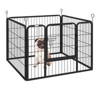 Recinto Per Cani Pieghevole In Metallo, Per Interno Ed Esterno Con Porta E Picchetti, 82x82x60cm Grigio