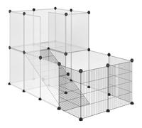 Recinto per conigli da interno PawHut, 2 livelli, design modulare con filo d'acciaio aperto e visibile, gabbia modulare, recinzione per piccoli animali, conigli, cincillà, gatti, 27 pezzi, 140x70x90