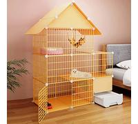 Recinto Per Gatti Con Lettiera, Con Scaletta E Amaca, Spazio Per Esercizi Per 1-2 Gatti, Gabbie Per Animali Domestici Per Uso Interno Per Gatti, Conigli, Cincillà, Metall（111-49-145Cm/44-19-57In）