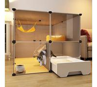 Recinto per Gatti da Esterno Catio House con Lettiera, Rete in Ferro + Materiale in Resina, Grande Posto per Esercizi, Cuccia