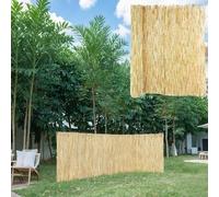 Recinto per Piscina da Esterno, Arelle Bamboo 30-180cm Hoch, Decorativo Frangivistas Giardino, per Posto Auto Coperto, del Cortile All'apert, Blackout Isolamento Termico(Natural White Line)