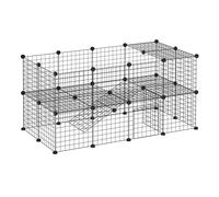 Recinto per Roditori Topini Criceti Recinzione Rete Gabbia 36 Pezzi 146x73x73 cm Nero