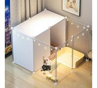 Recinto Portatile per Cani e Conigli, Box Trasparente per Cuccioli da Esterno/Interno (75x75x47cm)