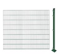 Recinzione a doppia asta con pali da avvitare (altezza 163 cm, lunghezza: 46 m), tappetini a doppia asta in verde, resistente ai raggi UV e alle intemperie