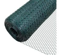 Recinzione a rete esagonale, lunghezza 25 m x altezza 50 cm | Recinzione a rete metallica rivestita in PVC | per recinzioni di polli, piccoli animali, bordo per aiuole | zincato a caldo, resistente