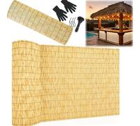 Recinzione Arella Bamboo Esterno, Frangivistas Balcone Giardino, Canniccio in Canne di Bambù Naturale, Recinzione Ombreggiante Decorativa, Resistente alle Intemperie Recinzione(Natural,H80xL500cm)