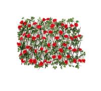 Recinzione artificiale espandibile con foglie, schermo privacy regolabile per giardino, balcone, patio e decorazione da esterni (rosso)