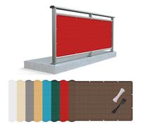 Recinzione Copertura Per Balcone 170 x 390 cm Tessuto HDPE da 220 G/M², Leggera e Durevole, Recinzione Copri Ringhiera Balcone con Fascette e Funi per Esterni, Terrazzo, Rosso