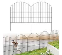 Recinzione da giardino in metallo, 71,1 cm di altezza x 3,6 m di lunghezza, 5 pannelli + 6 paletti, barriera antiruggine per cani, non richiede scavo, confine esterno, perfetta per la decorazione del