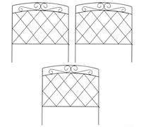 Recinzione da giardino in metallo, resistente alla ruggine, per aiuole, sentieri e alberi, barriera decorativa flessibile per paesaggi con connettori ad anello, (nero)