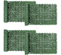 Recinzione di edera artificiale resistente ai raggi UV, 4 pezzi, siepe decorativa per la privacy per pareti del giardino, balcone, decorazione per esterni, schermo con foglie di vite finte, perfetta