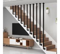 Recinzione di sicurezza personalizzabile in ferro battuto nero LType Square Tube Rail per bambiniIdeale per protezione interna di appartamenti in villa loft (30)