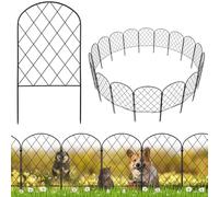 Recinzione Giardino in Metallo 20 Pezzi, lunghezza max 650 cm, bordura decorativa antiruggine 40 x 32,5 cm, con 40 clip 20 fascette e 40 astai, modulabile per aiuole prato e area animali