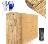 Recinzione in bambù naturale per esterni, per ringhiera del balcone, robusta, resistente alle intemperie, recinzione per la privacy, decorazione per la casa e il giardino (H80 x L600 cm/2,6 x 19,7)