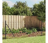 Recinzione in filo di acciaio zincato, 0,8 x 25 m, con picchetti di ancoraggio, colore antracite, recinzione da giardino per la protezione degli animali, bordi delle fattorie e reti da giardino