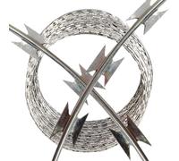 Recinzione in filo spinato zincato Rete metallica a doppia elica, la soluzione definitiva for la sicurezza del giardino, facilmente pieghevole(20m)