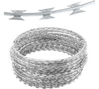 Recinzione in filo spinato zincato Rete metallica in acciaio zincato, filo spinato a lame di rasoio, soluzione essenziale for la sicurezza del giardino(30m)