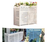 Recinzione in legno per esterni per condizionatore d'aria e pompa di calore, supporto per piante in legno massello e schermo di protezione bianco, 105 x 45 x 100 cm