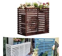 Recinzione in legno per la privacy per condizionatore d'aria, copertura per pompa di calore, supporto per fiori in legno massello, griglia protettiva per unità divisa, marrone, 105 x 45 x 100 cm