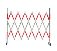 Recinzione in metallo espandibile, flessibile, mobile, retrattile, in acciaio inox, con ruote, per garage ed eventi, colore: rosso e argento, 1 pezzo