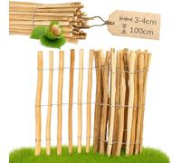 Recinzione Nocciola Lunghezza 5 m - Spazio 4-5 cm - Elegante Recinzione in Paletti - Steccato a Rullo Legno - Decorazione per Giardino