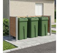 Recinzione per bidoni della spazzatura, marrone, 237 x 85 x 115 cm, in WPC e alluminio, protezione solare modulare per esterni, design espandibile per separare aree di raccolta dei rifiuti in giardino