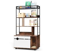 Recinzione per lettiera con ripiani a 4 livelli e tiragraffi per gatti, grande lettiera in legno nascosta con contenitore, adatta alla maggior parte delle lettiere, marrone vintage