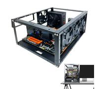 Recinzione per PC a telaio aperto - Banco di prova della scheda madre in alluminio impilabile con supporto per ventola di raffreddamento | Overclocking Dissipation Computer Rack telaio per auto