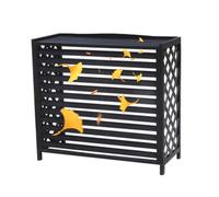 Recinzione per unità AC da esterno, in abete massiccio, con griglia a feritoia, design per fiori e scaffali, per cortile, patio e giardino (nero, 89 x 35 x 80 cm)