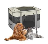 Relaxdays Recinto per Cani da Interno ed Esterno, Box Pieghevole Portatile Cuccioli, 43x71x55 cm, Tessuto, Multicolore, Poliestere, Plastica