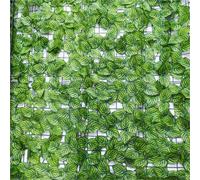 Recinzione realistica per la privacy, edera artificiale, in polietilene, con foglie finte, per copertura della parete del balcone e decorazione esterna (5,1 m x 3 m)