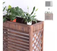 Recinzione rustica da giardino in legno per aria condizionata, con supporto per fiori, otturatore a pompa di calore, per balcone e cortile (115 x 55 x 100 cm)