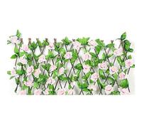 Recinzione Siepe artificiale finta IV, decorazione da giardino, schermatura, traliccio espandibile, schermo for la privacy, recinzione retrattile, recinzione da giardino edera finta(S/Pink)