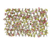 Recinzione Siepe di edera artificiale, siepe di legno for piante, recinzioni da giardino, recinzione artificiale retrattile da giardino con fiori edera finta(Rose,M)