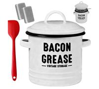Récipient À Graisse 1200 Ml - Émail Durable Avec Passoire Et Spatule | Stockage D'Huile Et Graisse De Bacon Pour Cuisson, Friture, Rôtissage, Camping, Vacanze, Ringraziamento, Ristorante, Cucina