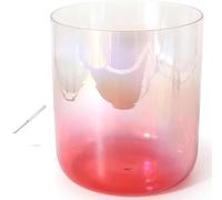 Recipiente di canto cristallo, Ciotola tibetana in cristallo multicolore da 7 pollici a 432 Hz con anello di tenuta for chakra(Red,B Note)