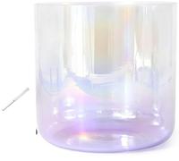 Recipiente di canto cristallo, Ciotola tibetana in cristallo multicolore da 7 pollici a 432 Hz con anello di tenuta for chakra(Violet,E Note)