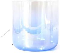 Recipiente di canto cristallo, Set di campane tibetane in cristallo da 7 pollici, 432 Hz, multicolore, note AG, for preghiere rilassanti(Indigo,D Note)