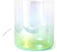 Recipiente di canto cristallo, Set di campane tibetane in cristallo da 7 pollici, 432 Hz, multicolore, note AG, for preghiere rilassanti(Green,E Note)