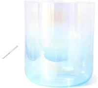 Recipiente di canto cristallo, Set di campane tibetane in cristallo da 7 pollici, 432 Hz, multicolore, note AG, for preghiere rilassanti(Blue,F Note)