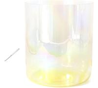 Recipiente di canto cristallo, Set di campane tibetane in cristallo da 7 pollici, 432 Hz, multicolore, note AG, for preghiere rilassanti(Yellow,D Note)