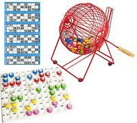 Recipiente per palline per bingo, con tabella dei numeri e palline