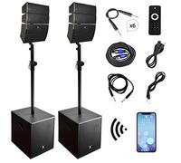 Reck audio DJ/Powered PA speaker System Combo set con Bluetooth/USB/SD Card/telecomando (due altoparlanti subwoofer e 8 x Array set Club) (3000) club 3000