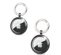 RECKNEY Confezione da 2 portachiavi Apple AirTag in metallo nero con etichetta ad aria compatibile con Apple AirTag - Air tag Bumper - Custodia AirTag nera per chiavi