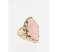 Reclaimed Vintage - Anello dorato con quarzo rosa sintetico-Oro S