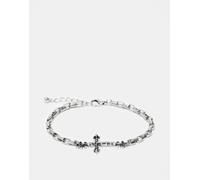 Reclaimed Vintage - Bracciale unisex a catenina color argento con croce sottile M-L
